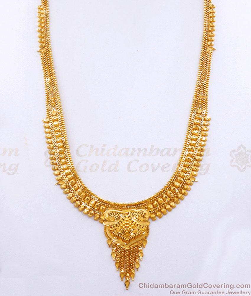 Bridal Two Gram Gold Kolkata Haram Earring Combo Collections HR2887