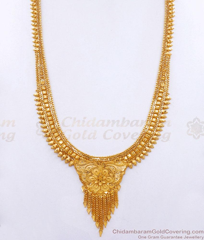 Pure Gold Tone Haram Earrings Bridal Set Calcutta Design For Womens HR2889