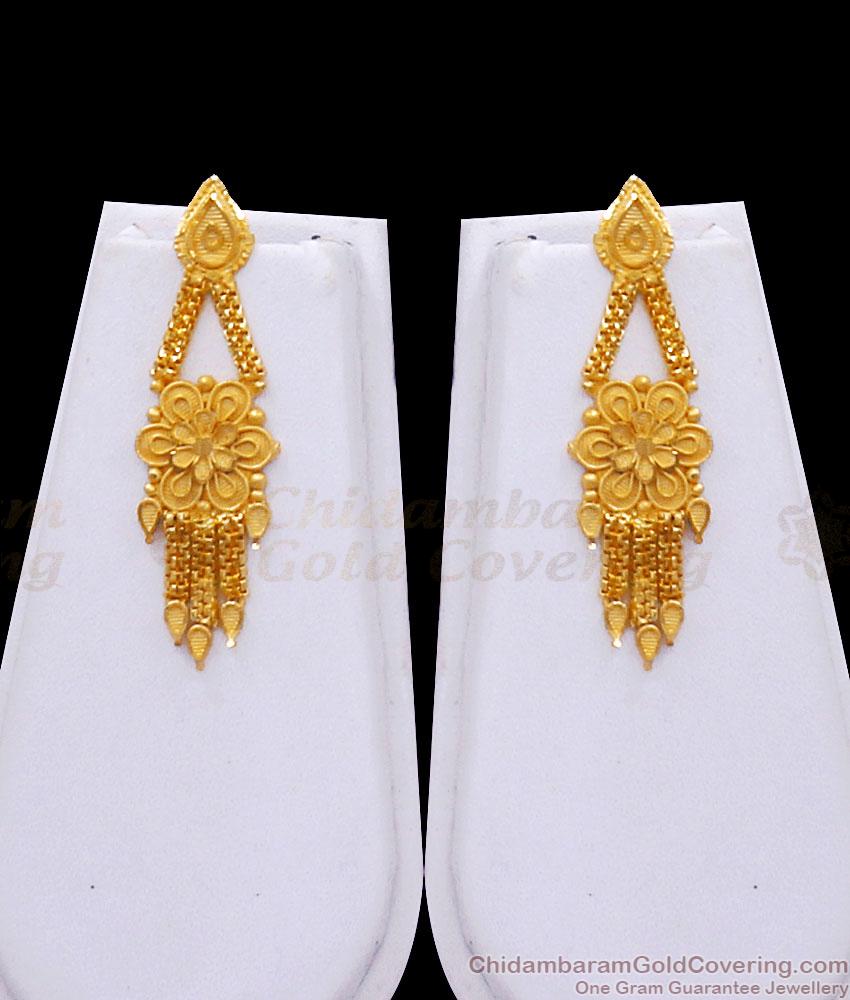 Pure Gold Tone Haram Earrings Bridal Set Calcutta Design For Womens HR2889