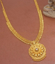 Buy White Ad Stone Gold Haram | Long Necklaces Mullai Designs HR2911