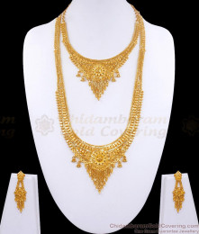 2 Gm Long Gold Haram Necklace Combo Set For Marriage HR2916