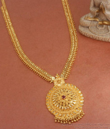 One Gram Gold Mullai Poo Ruby Stone Kerala Haram HR2918