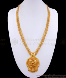 One Gram Gold Mullai Poo Ruby Stone Kerala Haram HR2918 One Gram Gold Mullai Poo Ruby Stone Kerala Haram HR2918