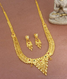 Bridal Two Gram Gold Haram Earring Forming Combo Set HR2933