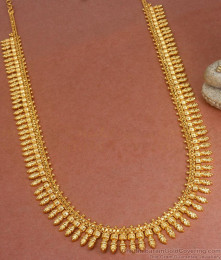 Long 1 Gram Gold Haaram Mullai Arumbu Design Bridal Collection HR2939