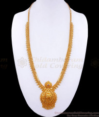 Heavy Gold Tone Long Haram 3D Lakshmi Design Bridal Jewelry HR2955 Heavy Gold Tone Long Haram 3D Lakshmi Design Bridal Jewelry HR2955