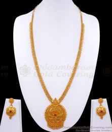 One Gram Gold Haram Earring Combo Ruby Stone Flower Design HR2956 One Gram Gold Haram Earring Combo Ruby Stone Flower Design HR2956