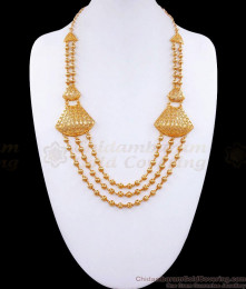 Arabic Design Gold Imitation Long Necklace 3 Step Haaram HR2963 Arabic Design Gold Imitation Long Necklace 3 Step Haaram HR2963