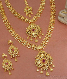 Premium Gold Plated Wedding Jewellery Set For Bride HR3001 Premium Gold Plated Wedding Jewellery Set For Bride HR3001
