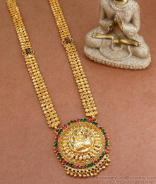 Multi Stone Lakshmi Haram 1 Gram Gold Jewelry HR3002