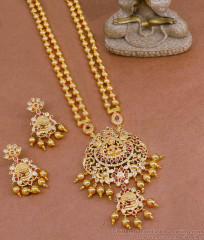 High Quality Gold Plated Lakshmi Haram With Earring For Bridal HR3096 High Quality Gold Plated Lakshmi Haram With Earring For Bridal HR3096
