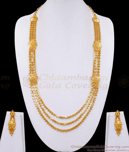 Beautiful Gram Gold Chandraharam Designs With Earring For Women