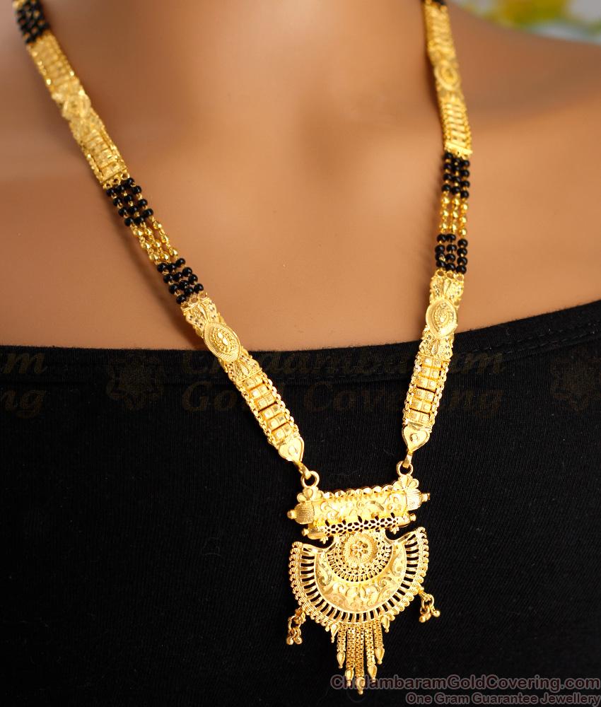 New Model Calcutta Pattern 3 Line Mangalsutra Haram Black Beads Design HR3129 New Model Calcutta Pattern 3 Line Mangalsutra Haram Black Beads Design HR3129
