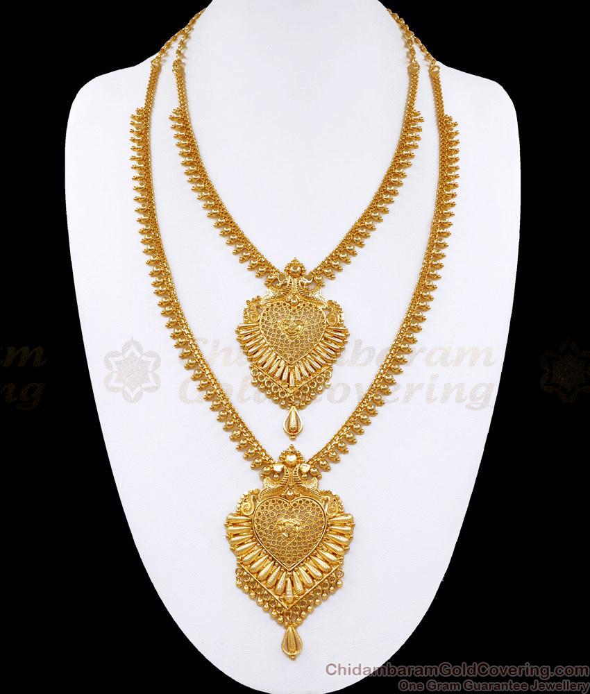 Buy Pure Gold Tone Haram Necklace Combo Kerala Bridal Set Online HR3175