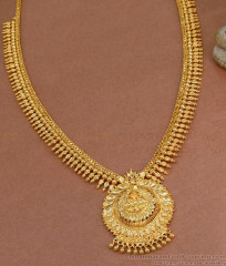 Unique One Gram Gld Lakshmi Haram Mullaipoo Design Without Stone HR3182 Unique One Gram Gld Lakshmi Haram Mullaipoo Design Without Stone HR3182