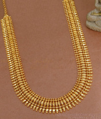 Grand Bridal Look Net Pattern Gold Mullai Haram Heart Beads Design HR3188 Grand Bridal Look Net Pattern Gold Mullai Haram Heart Beads Design HR3188