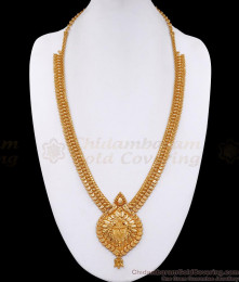 Long 1 Gram Gold Haram Peacock Design For Women Marriage HR3212 Long 1 Gram Gold Haram Peacock Design For Women Marriage HR3212