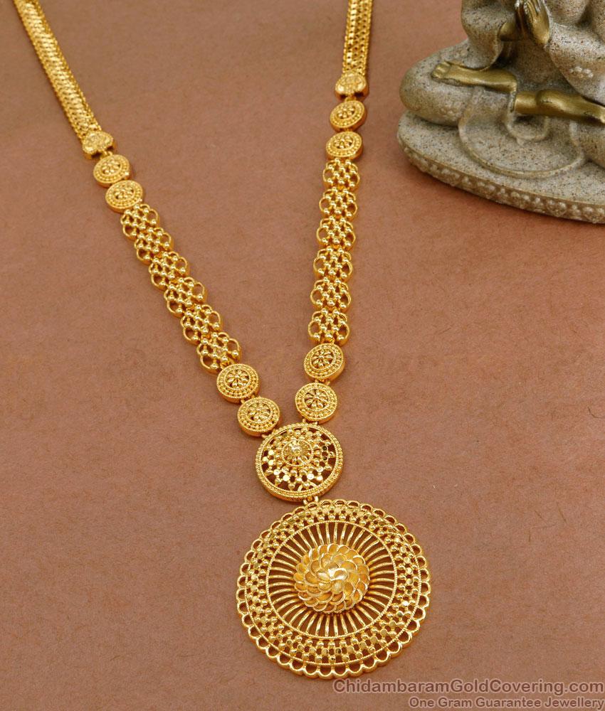 Long Dubai Model Gold Haaram Plain Floral Designs Online HR3223 Long Dubai Model Gold Haaram Plain Floral Designs Online HR3223