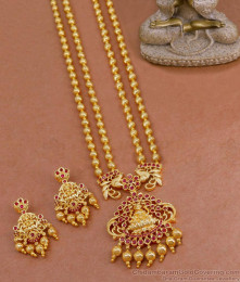 Buy 2 Line Beads Gold Rani Haram Lakshmi Pendant Design HR3226