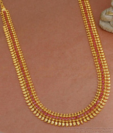 Full Ruby Stone Mullaipoo Malai Gold Plated Long Haram HR3251