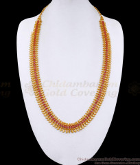 Full Ruby Stone Mullaipoo Malai Gold Plated Long Haram HR3251 Full Ruby Stone Mullaipoo Malai Gold Plated Long Haram HR3251