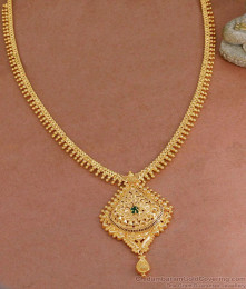 South Indian Mullaipoo Gold Plated Haram Emerald Stone Design HR3262
