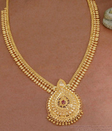 Grand Mullai Arumbu Gold Plated Long Haram Wedding Jewelry HR3264