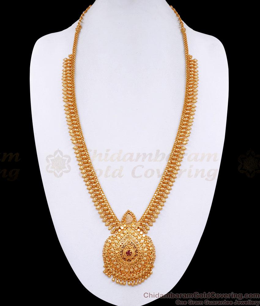 Grand Mullai Arumbu Gold Plated Long Haram Wedding Jewelry HR3264 Grand Mullai Arumbu Gold Plated Long Haram Wedding Jewelry HR3264
