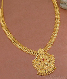 New Model Single Ruby Stone Kerala Haram For Wedding HR3277