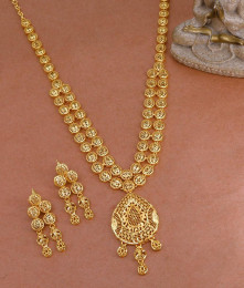 Wedding Gold Plated Long Haram Earring Combo Set Online HR3326