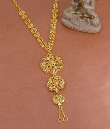 Simple One Gram Gold Secondary Haram Floral Design For Women HR3327