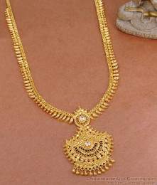 Kerala Mullai Mottu Gold Plated Haram White Stone Design HR3333