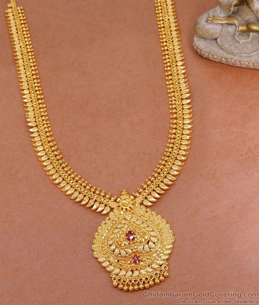 Handcrafted Gold Imitation Mango Haram Ruby Stone Design HR3340 Handcrafted Gold Imitation Mango Haram Ruby Stone Design HR3340
