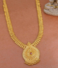 Buy Latest Gold Plated Ruby Haram Leaf Design For Brides HR3342