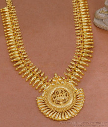 Traditional Lakshmi Motif 1 Gram Gold Haram Mullaipoo Design HR3356