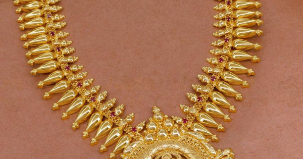 Traditional Lakshmi Motif 1 Gram Gold Haram Mullaipoo Design HR3356