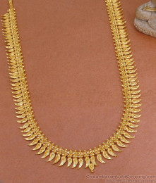 Traditional Big Mullaipoo 1 Gram Gold Long Haram Designs Online HR3363