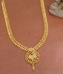 South Indian One Gram Gold Mullai Haram Peacock Design HR3365