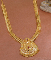 Buy Gold Plated Long Haram Mullai Arumbu Design With Ruby Stone HR3367