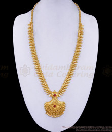 New Arrival Calcutta Pattern Ruby Stone Long Haram For Women HR3369