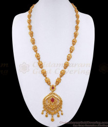 Latest Bridal Wear Pure Gold Tone Long Haram Ruby Stone Design Online HR3374 Latest Bridal Wear Pure Gold Tone Long Haram Ruby Stone Design Online HR3374