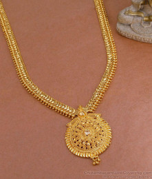 Traditional 1 Gram Gold Long Haram White Stone Design For Brides HR3375