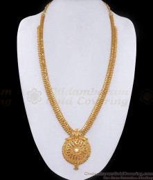 Traditional 1 Gram Gold Long Haram White Stone Design For Brides HR3375