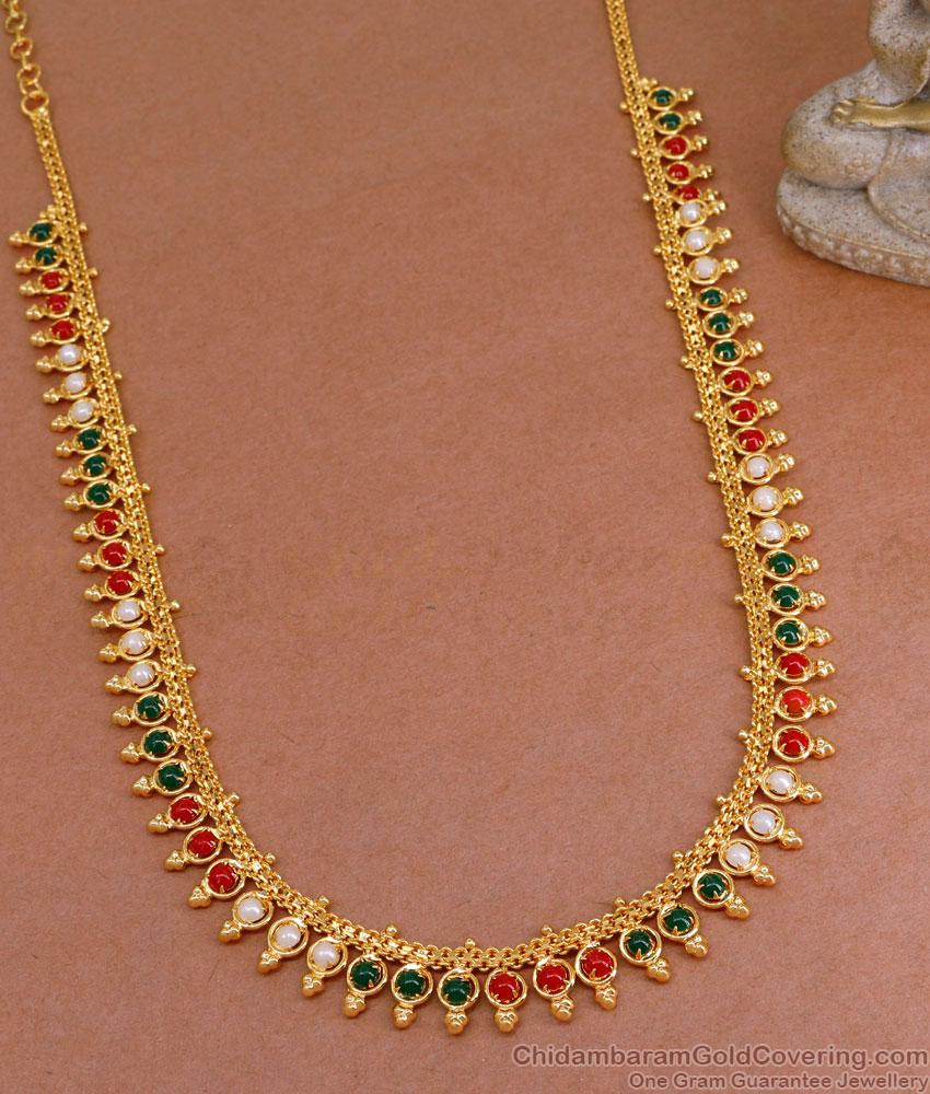 New Arrival Kerala Pattern Gold Imitation Haram Pearl And Coral Jewelry HR3377 New Arrival Kerala Pattern Gold Imitation Haram Pearl And Coral Jewelry HR3377