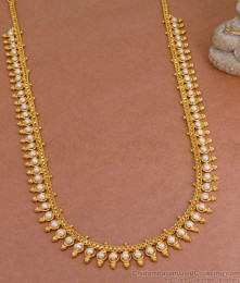 Full White Pearl Gold Imitation Haram Mullai Design For Marriage HR3379