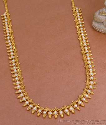 Full White Pearl Gold Imitation Haram Mullai Design For Marriage HR3379