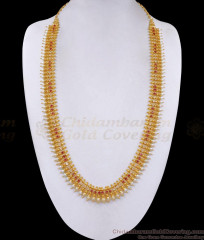 Beautiful Ruby White Stone Mullai Poo Pearl Haram Design Online HR3381 Beautiful Ruby White Stone Mullai Poo Pearl Haram Design Online HR3381