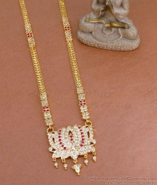 Original Impon Lotus Design Gold Plated Long Haram Design Online HR3382
