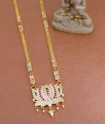 Original Impon Lotus Design Gold Plated Long Haram Design Online HR3382