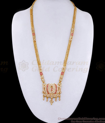 Original Impon Lotus Design Gold Plated Long Haram Design Online HR3382
